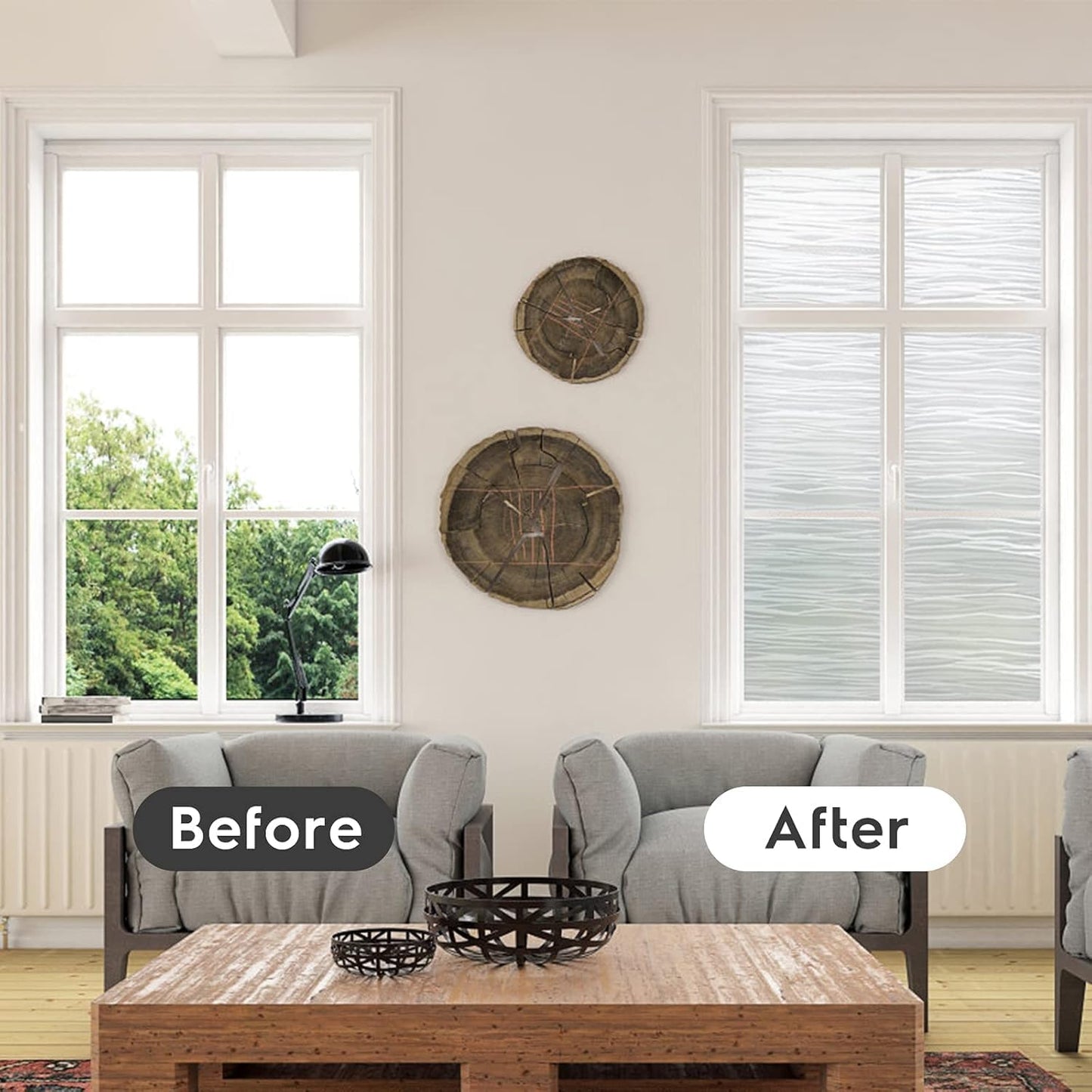 rabbitgoo Window Privacy Film Frosted Glass Film Removable Vinyl Door Coverings UV Blocking Decorative Static Cling Non-Adhesive Window Clings Sticker for Home Decor, 23.6 x 78.7 Inches