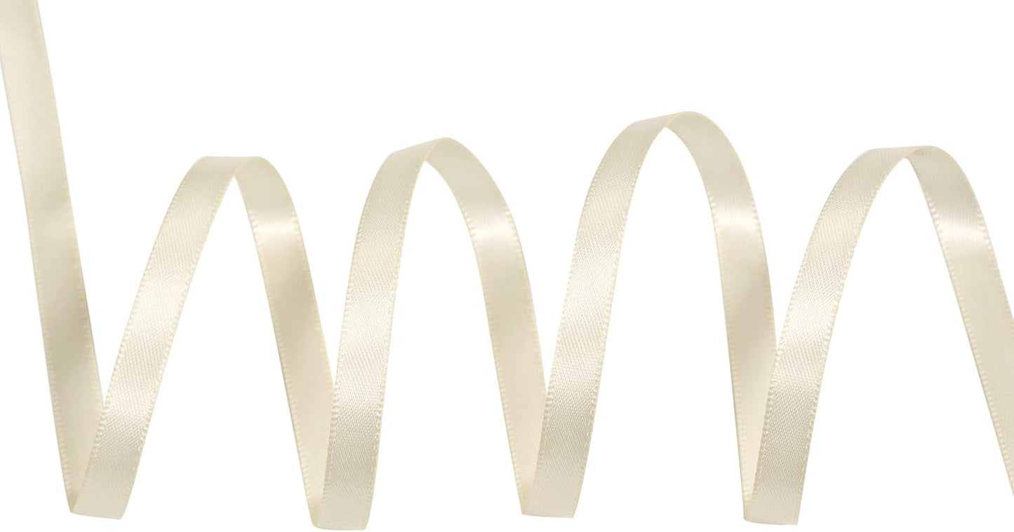 YAMA Ivory Double Face Satin Ribbon 1/4 Inch 25 Yards Ivory Cream Fabric Ribbon for Gift Wrapping Ribbons Decorations DIY Crafts Arts