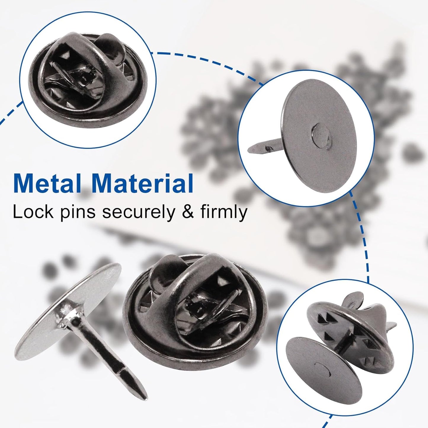 50 Set Pin Backs, Blank Pins Scatter Butterfly Clutch Pin Holder Enamel Pin Locking Backs Tie Tacks Jewelry Pin Backings Clasp for Brooch Lapel Hat Uniform Badges Tie Tack (10mm, Black)