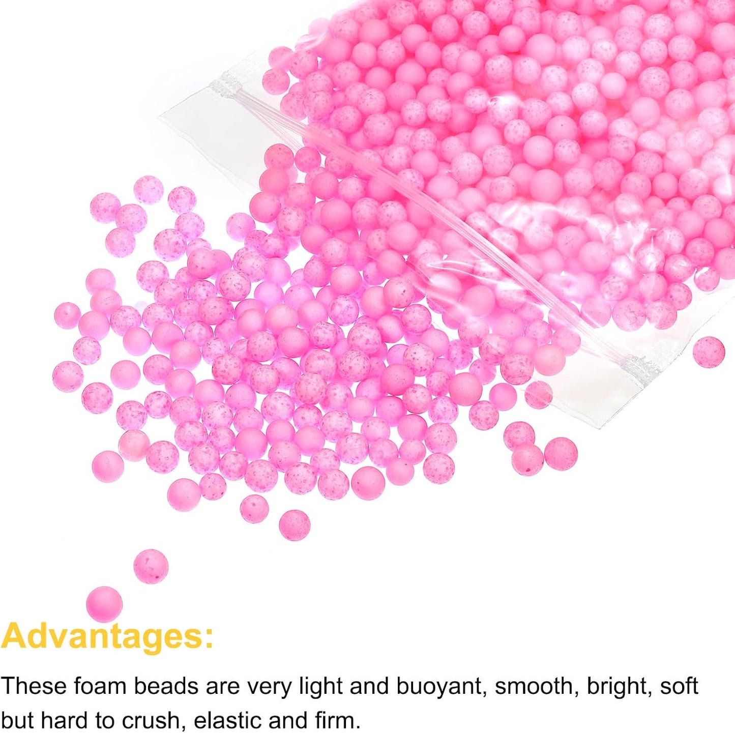 MECCANIXITY Foam Beads Foam Balls 7-9mm for Wedding and Party Decorations, Tiny Packing Balls, Arts DIY Crafts Supplies (Pink,1 Pack Approx 3000pcs)