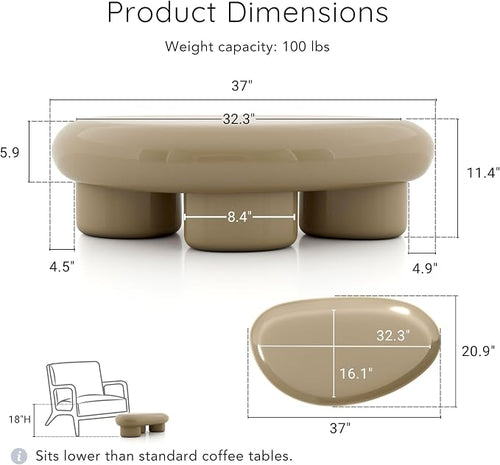24/7 Shop at Home Kavren Modern 37-inch Oval Glossy Low Profile Coffee Table - Image 2