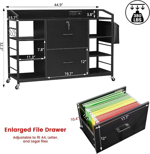 45" File Cabinet for Home Office, Mobile Office Storage Cabinet - Image 2