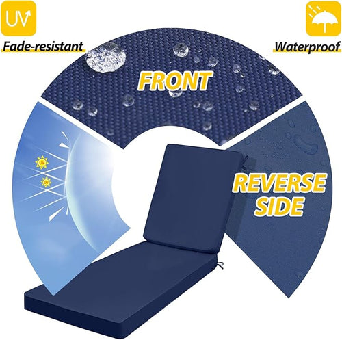 AAAAAcessories Outdoor Chaise Lounge Cushions, Fade-Resistant, Waterproof Patio - Image 2
