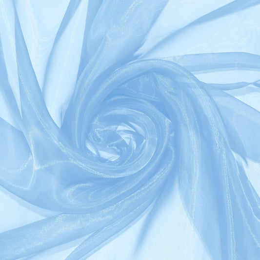 P Pothuiny Sheer Organza Fabric by The Yard, 1 Yard x 60 Inch Wide Bridal Light Blue Organza Tulle Fabric Roll Shiny Gauze Fashion Dress Sewing Craft for Wedding Party Decorations Backdrop