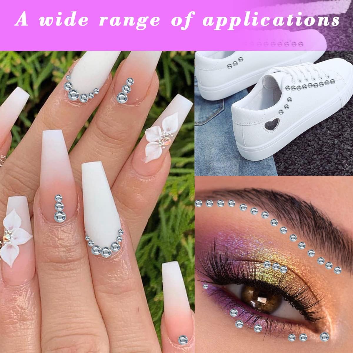 1799pcs Self Adhesive Face Gems Stickers, Hair Gems Rhinestones Stickers, Bling Jewels for Makeup, Crafts, Home Decor Scrapbooking Embellishments, 4 Sizes 3mm/4mm/5mm/6mm(Clear Rhinestones)