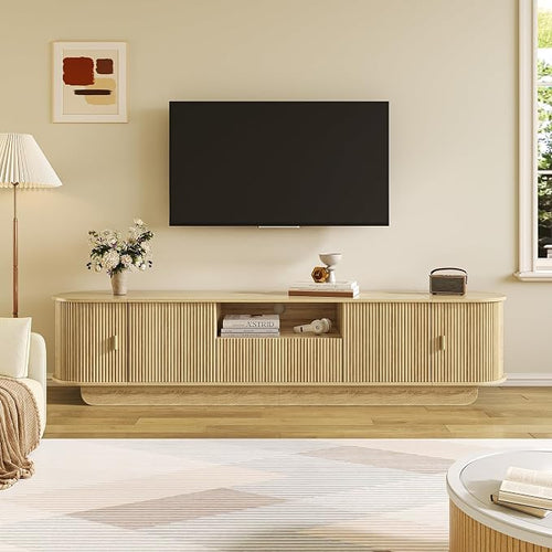 86.61'' Tambour TV Stand for 55-85 Inch, Modern Entertainment Center by ukaocai