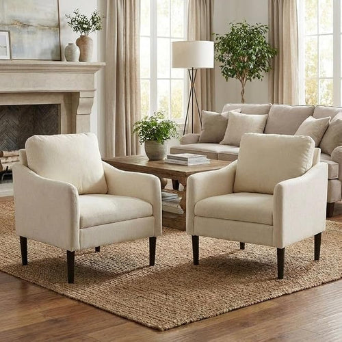 2PCS Mid Century Modern Accent Chair, Chenille Fabric Armchair by Unknown