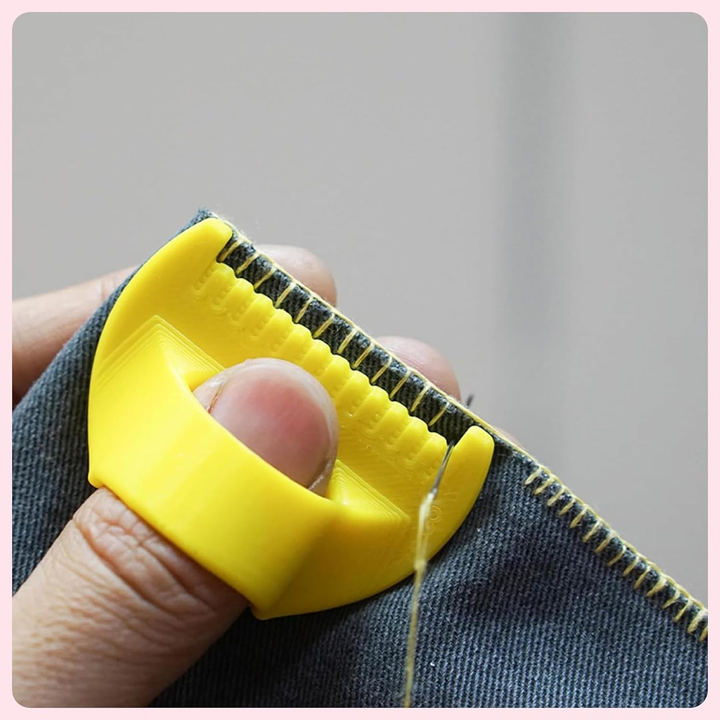 4mm Seam Guide for Hand Sewing Edge Lockranding Tool, Sewing Needle Gauge Measuring Tool, Mini Finger Ruler Kit Ideal for Leather/Fabric/Craft Sew, Blue 2 Pcs