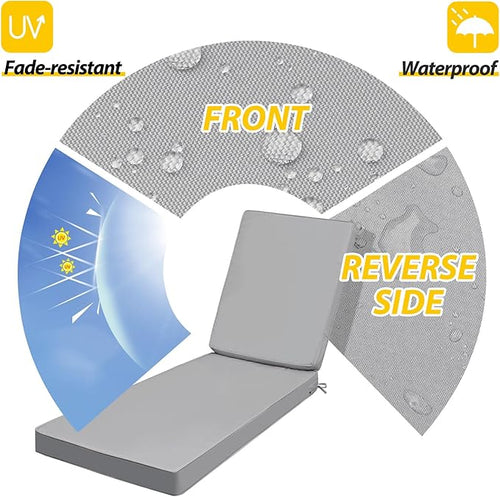 AAAAAcessories Outdoor Chaise Lounge Cushions, Fade-Resistant, Waterproof Patio - Image 2