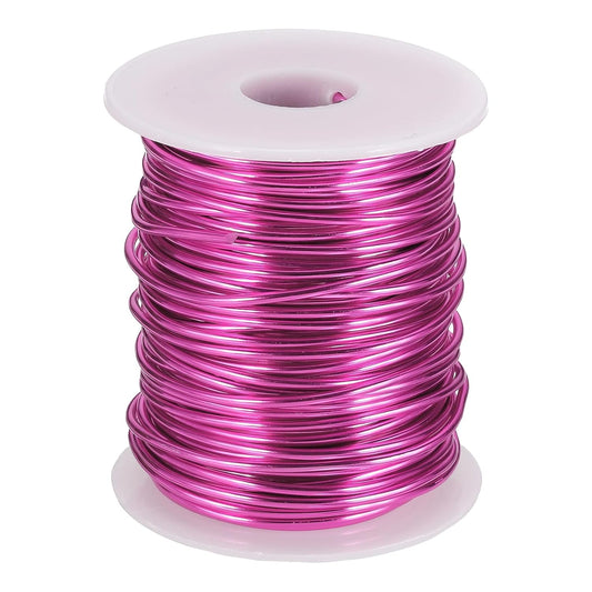 uxcell 12 Gauge / 2mm Anodized Aluminum Wire for Jewelry Craft Making, 102 Feet Bendable Flexible Wire for DIY Home Decor Gardening Sculpture, Dark Pink
