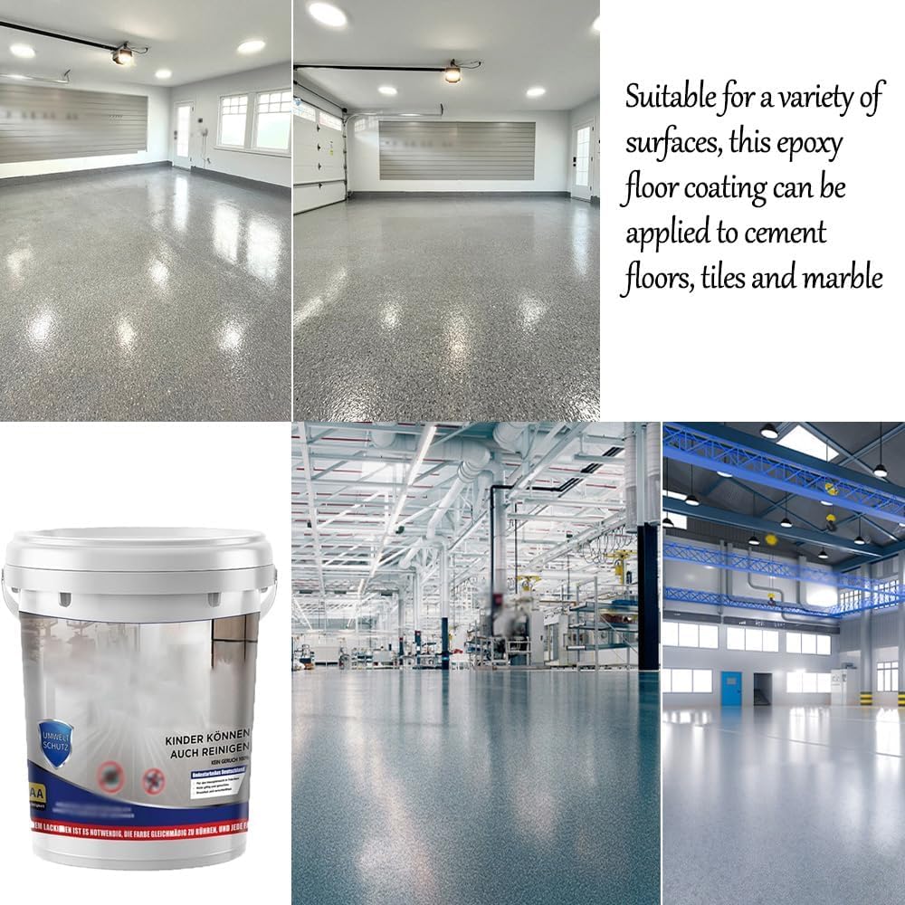 Louis Forest Epoxy Floor Paint, High-Gloss Marble Effect Epoxy Floor Coating (Gray,1pcs)