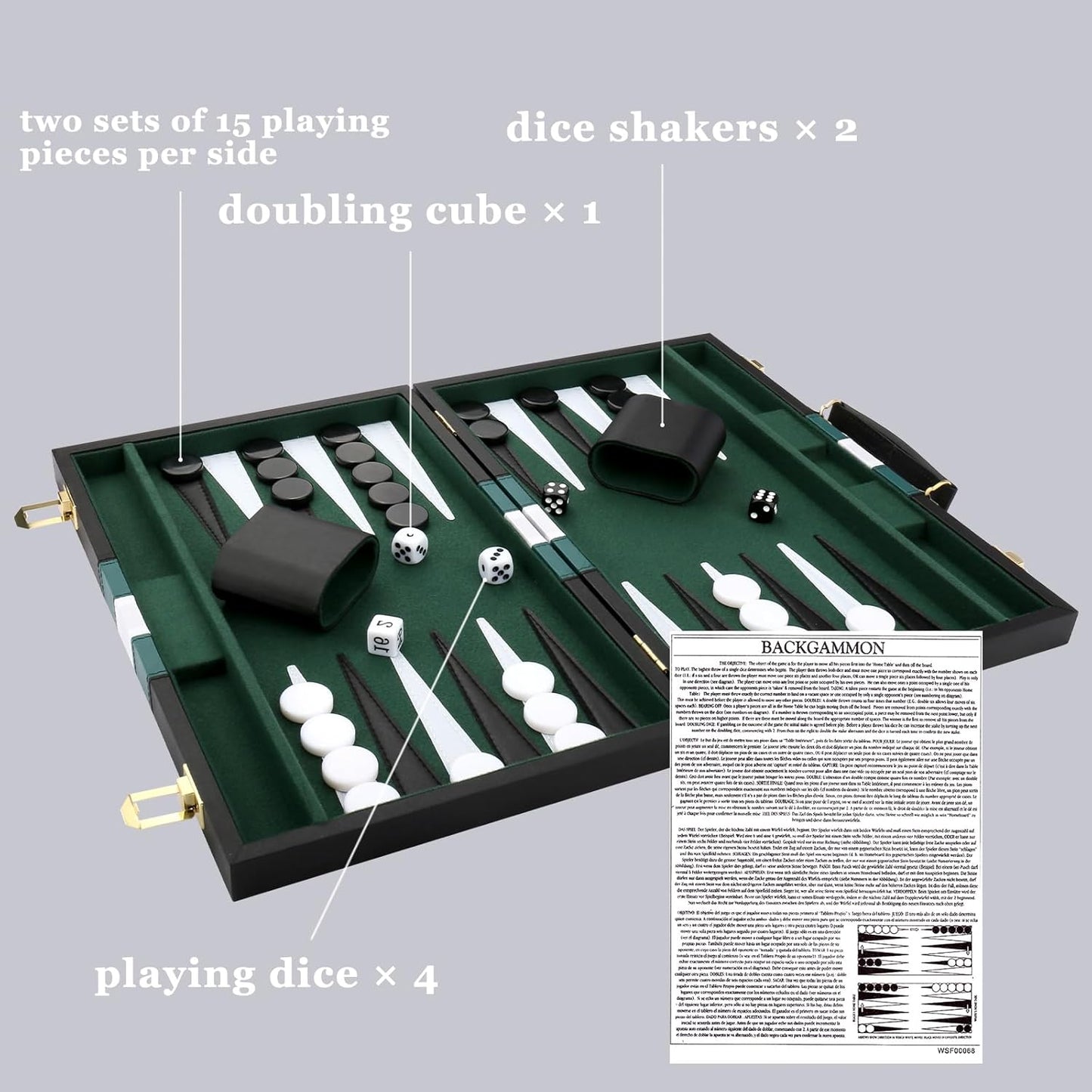 Backgammon Set - Classic Board Game with Premium Leather Case - Portable Travel Strategy Backgammon Game Set for Adults, Kids (11inch, Black)