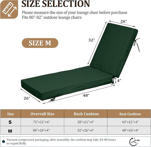 80x26x4in Lounge Cushions for Outdoor Furniture, Outdoor Lounge Chair Cushions - Image 2