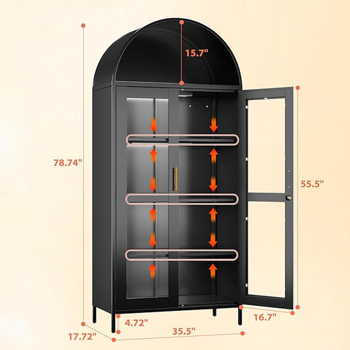78.74'' H Tall Metal Arched Cabinet - Image 2