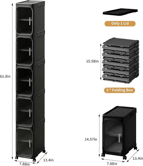 5-Tier Tall Narrow Storage Cabinet, Slim Bathroom Storage Cabinet - Image 2