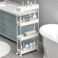SPACELEAD Slim Storage Cart 4 Tier, Bathroom Organizer Rolling Utility by Home