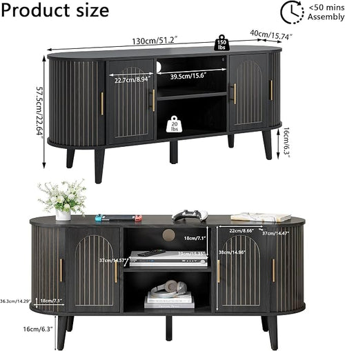 51" Fluted TV Stand, Mid-Century Modern Entertainment Center - Image 2