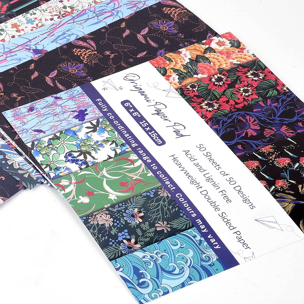 Origami 6x6 Paper Kit 150 Sheets 50 Vivid Colors Double Sided Same Printed Traditional Patterns Square for Arts Crafts Projects Japan traditional Chiyo Japanese Chiyogami