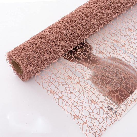Korean Jacquard Net Mesh Openwork Floral Wrapping Paper 1 Roll Florist Supplies Flower Bouquet Wrapping Paper Floral Supplies for Fresh Flowers, 50cm x 5 Yard (Khaki)