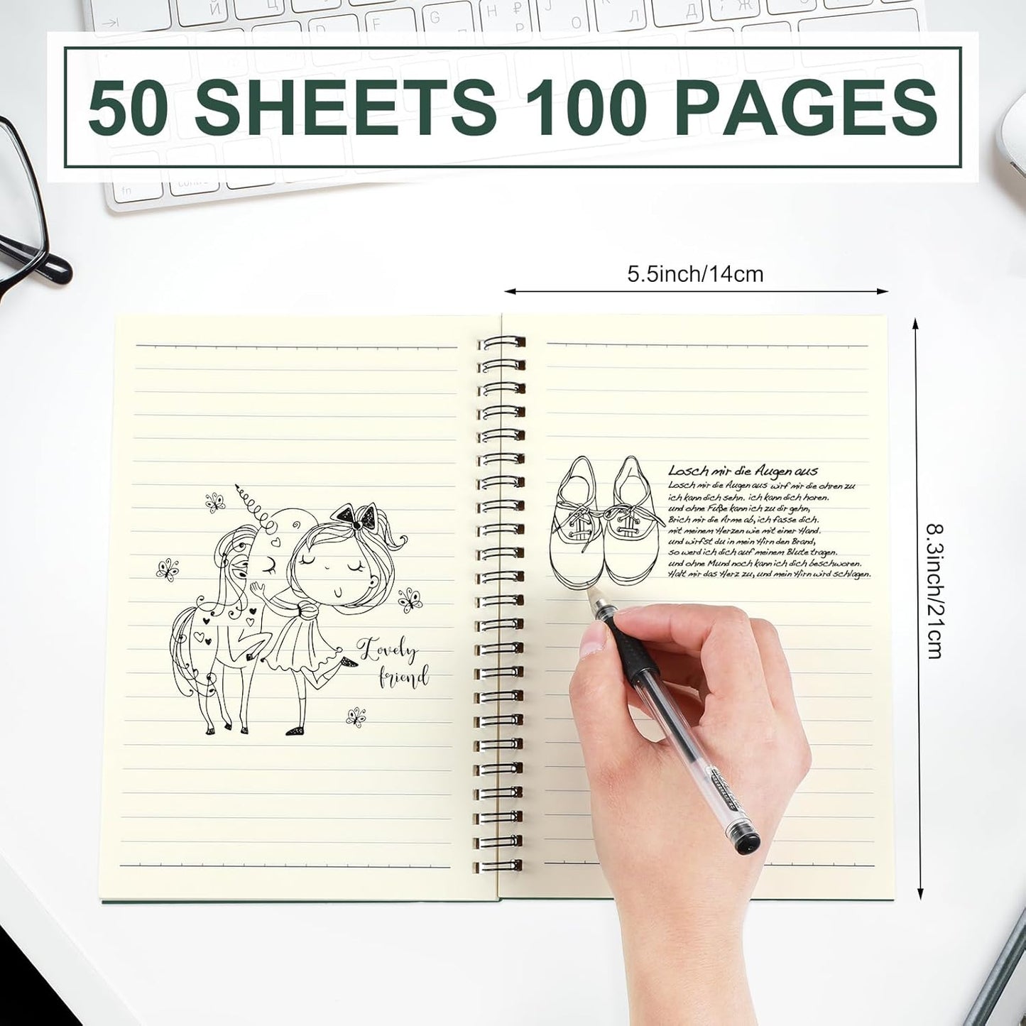 Yahenda 36 Pcs Spiral Notebook Bulk A5 Journal Lined 8.3'' x 5.5'' Writing Composition Paper Small Notepad Subject Notebook for Students Office Business Back to School Supplies (Deep Green)