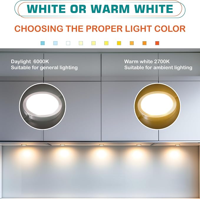 Kitchen Under Cabinet Lights Kit, 120 Volt Wired LED Puck Display Cases Lighting - Image 5