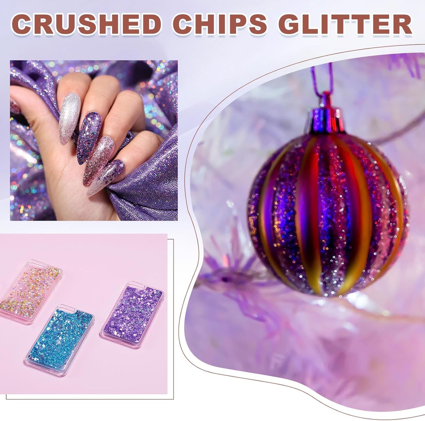 uxcell 6 Colors Crushed Glass Chips, 1-3mm Irregular Glitter Metallic Glass Broken Glasses Pieces with Laser Bag for Craft DIY Vase Epoxy Halloween Decoration 34g, Solid Color
