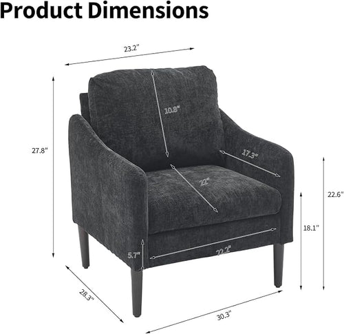 2PCS Mid Century Modern Accent Chair, Chenille Fabric Armchair - Image 2