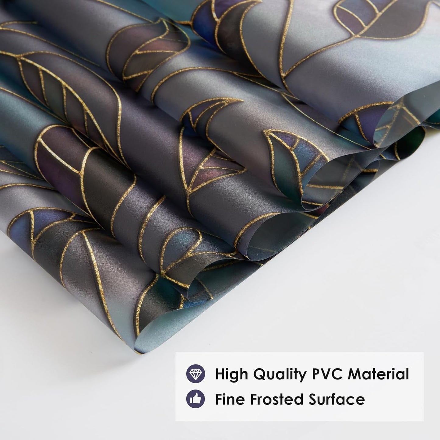 DKTIE Static Cling Decorative Window Film Vinyl Non Adhesive Privacy Film, Multilayer UV Inkjet Technology, 3D Thickened Stained Film (S166, 17.7'' x 118.1'')