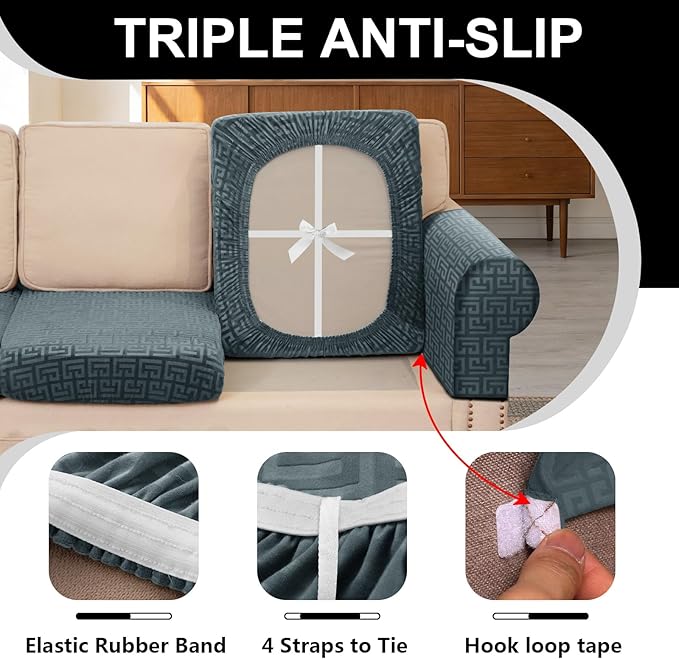 UNBBRRL 10 Pieces Stretch Sofa Cushion Covers - Image 3