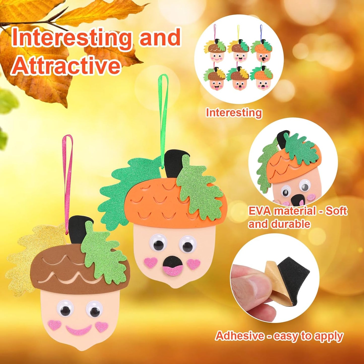 Fennoral 12 Pack Fall Crafts for Kids Make You Hazelnut Foam Stickers DIY Autumn Art and Craft for Boys Girls Party Supply Art Activities Birthday Gifts Fall Thanksgiving Decoration