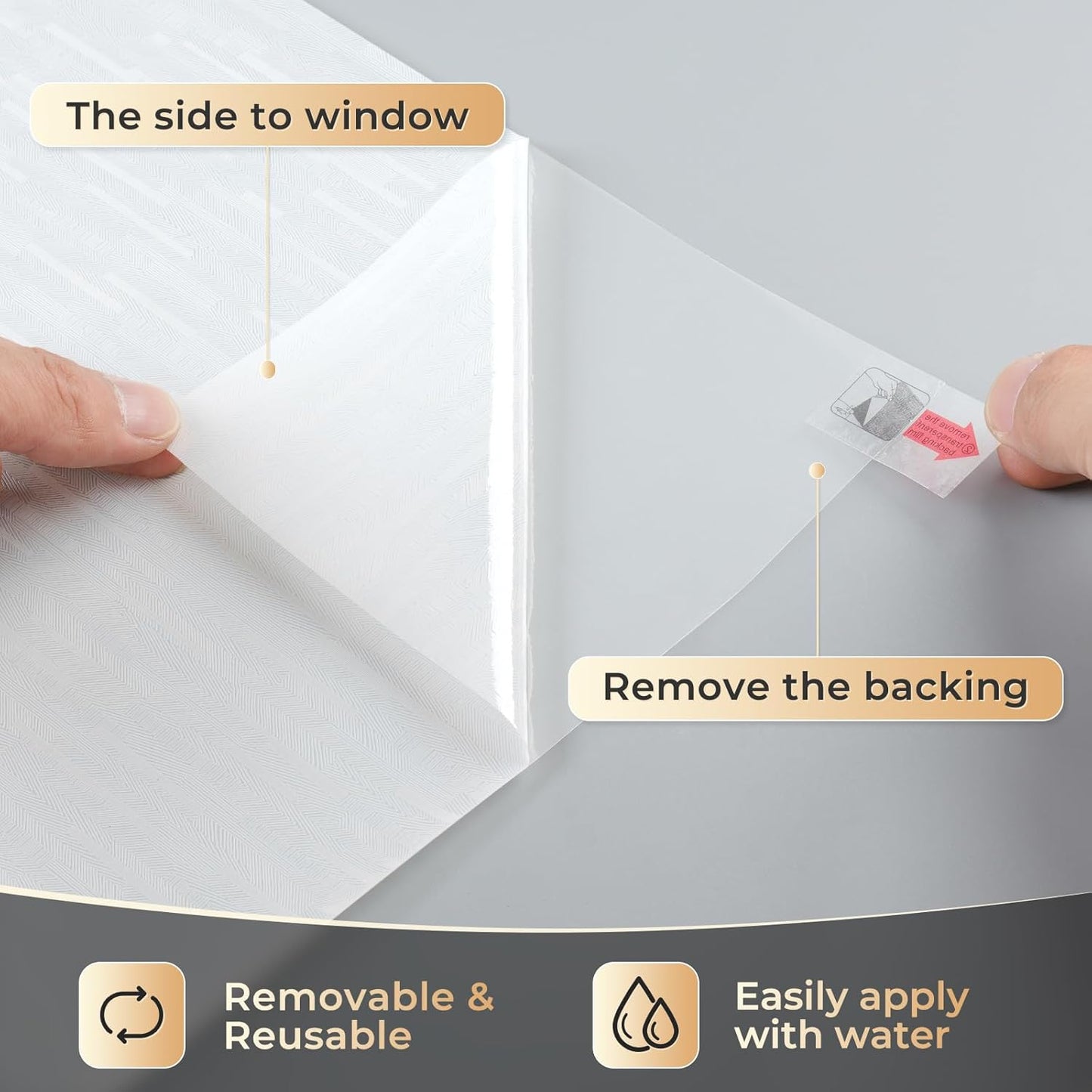 rabbitgoo Window Privacy Film, Frosted Glass Window Film Static Cling Covering, Non Adhesive Privacy Clings Vinyl, Removable Frosting Sticker for Home Decoration, White, 23.6 x 118.1 Inches