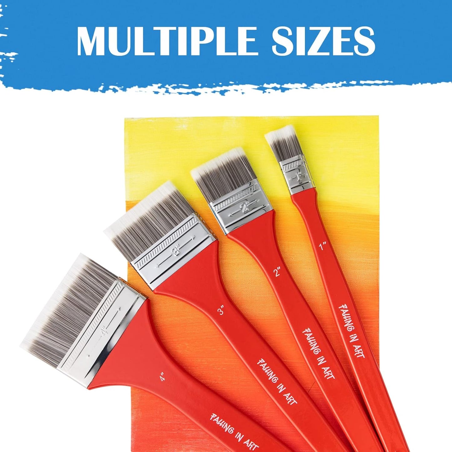 Falling in Art Flat Paddle Paint Brush with Long Handle, Large Scale Brush for Oil and Acrylic Paints, 4 Inch
