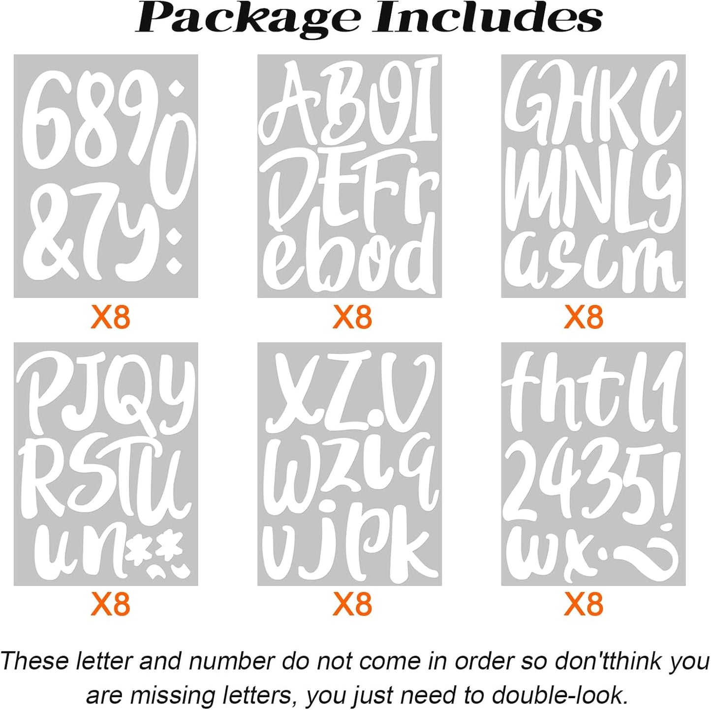 Outus 576 Pieces 8 Sheets Letters Stickers Self Adhesive Vinyl Letter Alphabet Number Stickers Mailbox Numbers Sticker, Decals for Classroom Decor, Sign, Door(White,6 Inch)