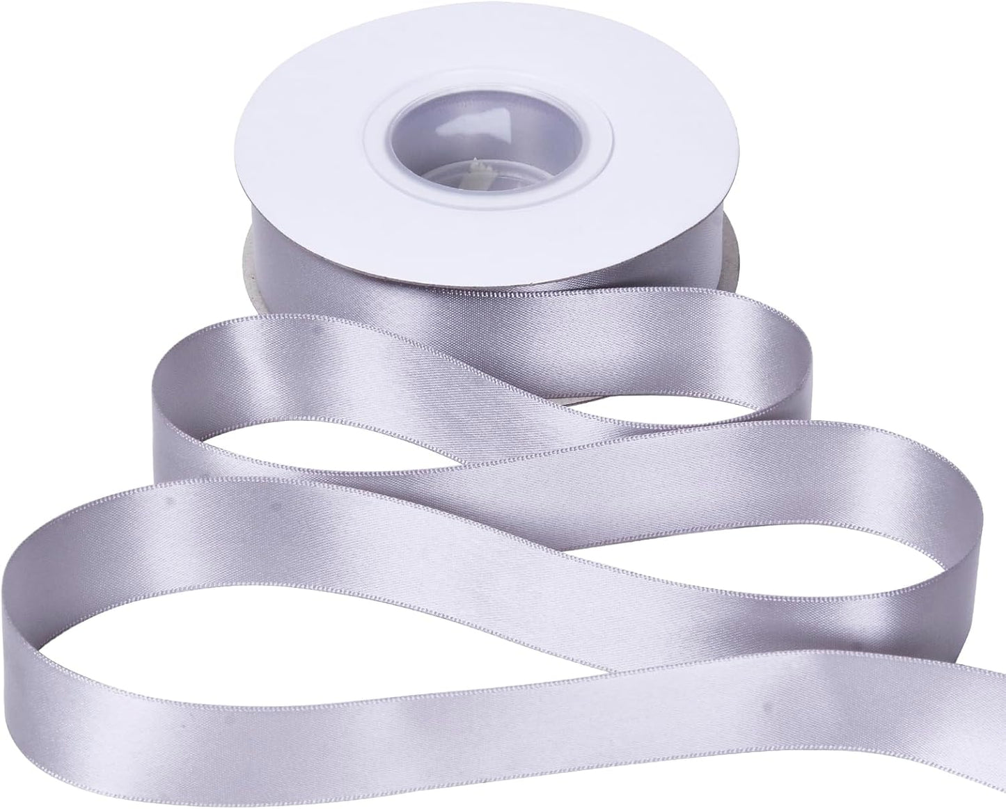 YAMA Silver Double Faced Satin Ribbon, 1 Inch 25 Yards, Great for Crafts Bows Flower Bouquet Wedding Home Decor Gift Wrapping