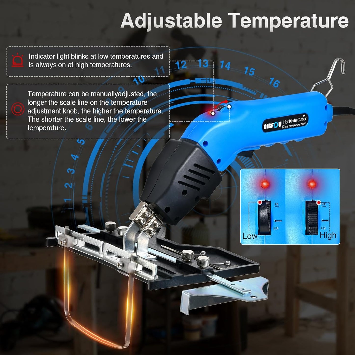 Electric Hot Knife Kit for Grooving/Sculpting/Cutting (5 Blades) Air Cooled 200W 110-120V Pro Slotter Foam Cutting Tool Styrofoam Cutter for XPS, EPP, EPS, EVA, EPE, KT Board, Sponge