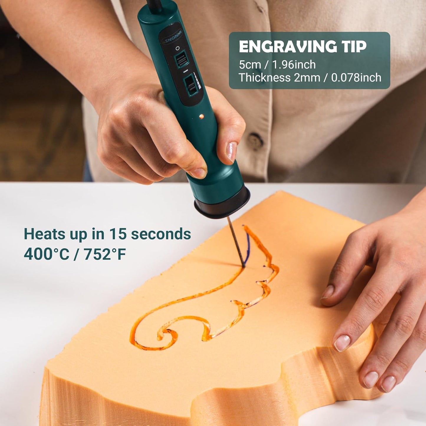 WINONS Hot Wire Foam Cutter with Temperature Controller and Light Indicator, WFC0008 Styrofoam Cutter with Max. Temp. - 400°C, Polystyrene Cutting Tool for DIY Projects (Kit of 10)