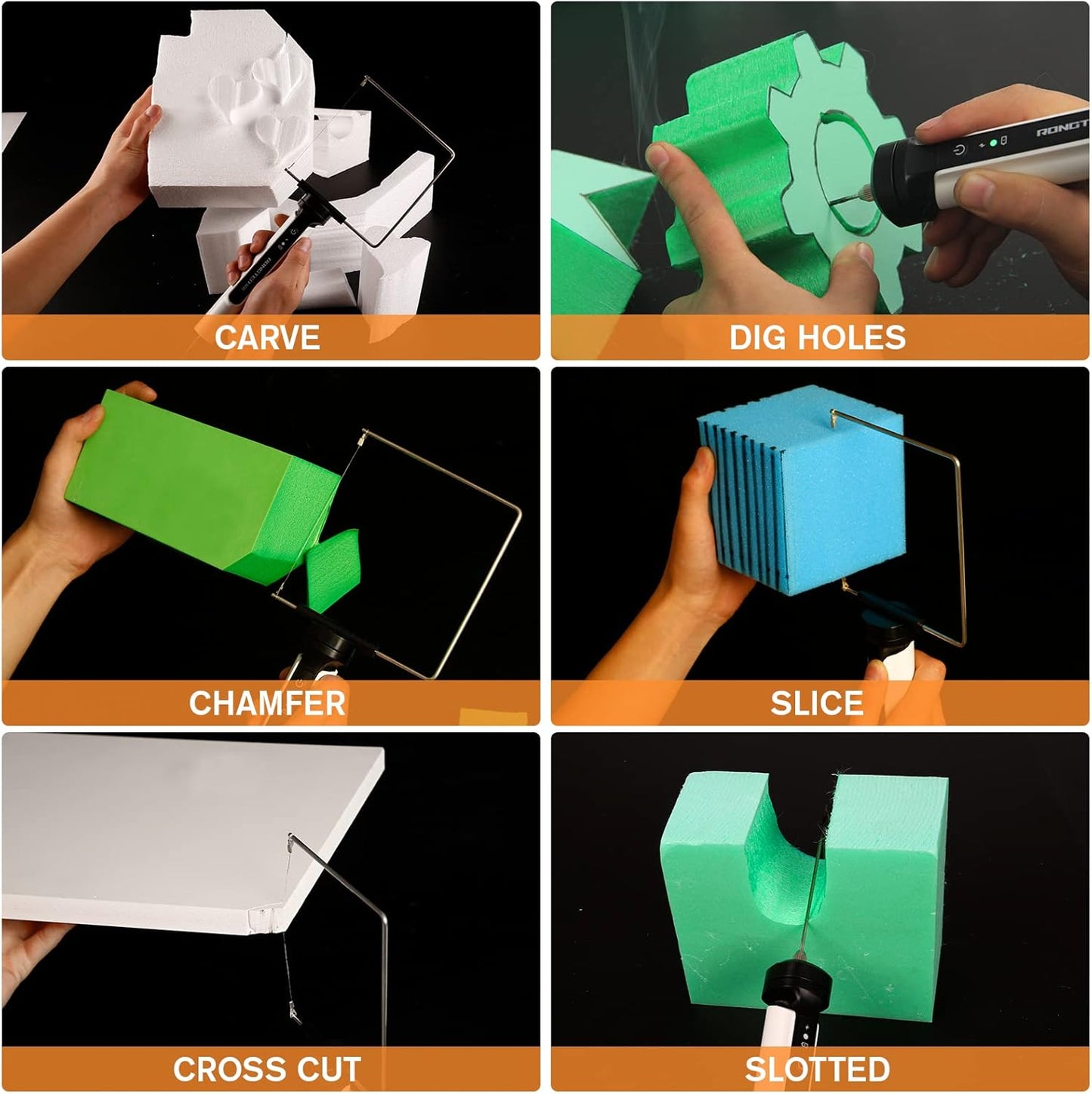 4 in 1 Hot Wire Electric Foam Cutter Kit, Styrofoam Cutting Tool 15W/ 6V with Case, Heated Foam Carving Knife Kit (Toolbox White)