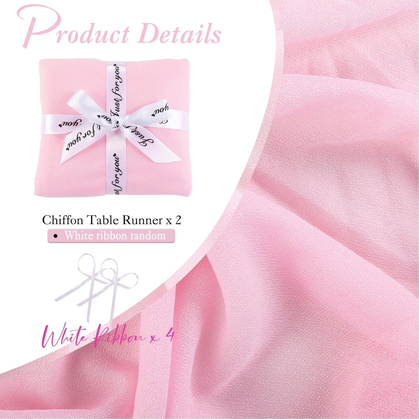 2 Packs 10ft Blushing Pink Chiffon Table Runner 30 x 120 Inches Romantic Sheer Table Decorations Long Tulle Runner for Wedding Bridal Shower Party Supplies Decor