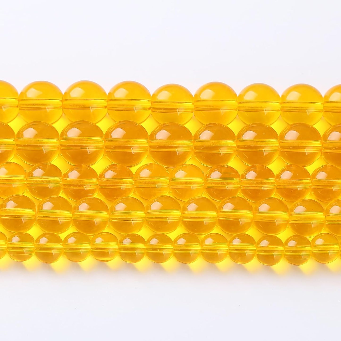 60pcs 6mm Smooth Yellow Crystal Glass Beads Citrine Round Loose Beads for Jewelry Making DIY Bracelet Necklace 15" Energy Healing Power Stone Beads