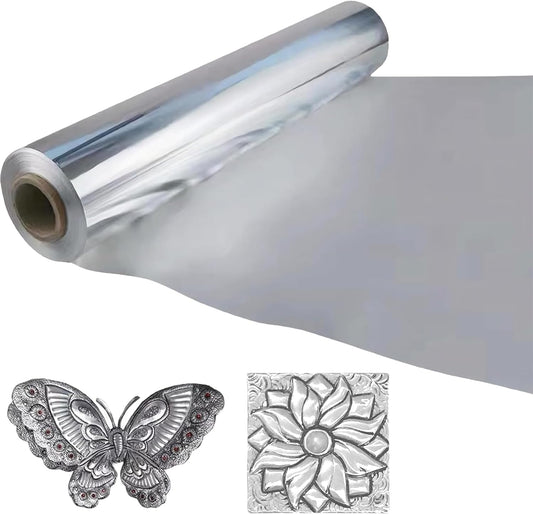 Foil Aluminum Roll Heavy Duty: Extra Thick Aluminum Foil Craft Engraving for Crafts, Tin Foil Aluminum Sheets for Painting Embossing, Craft Metal Foil Sheets 100um Thick (70umThick/7.87"W/32.8ft L)