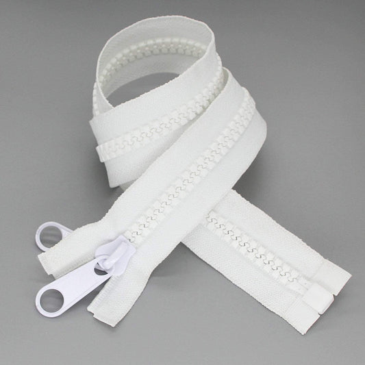 Leekayer 1PCS #10 96 Inch Heavy Duty Zipper for Sewing Separating Large Plastic Zippers White Tape with Double Pull Tab Slider, Sleeping Bag, Boat, Canvas, Cover, Trampoline, Dog Bed,Tent zipper 243cm