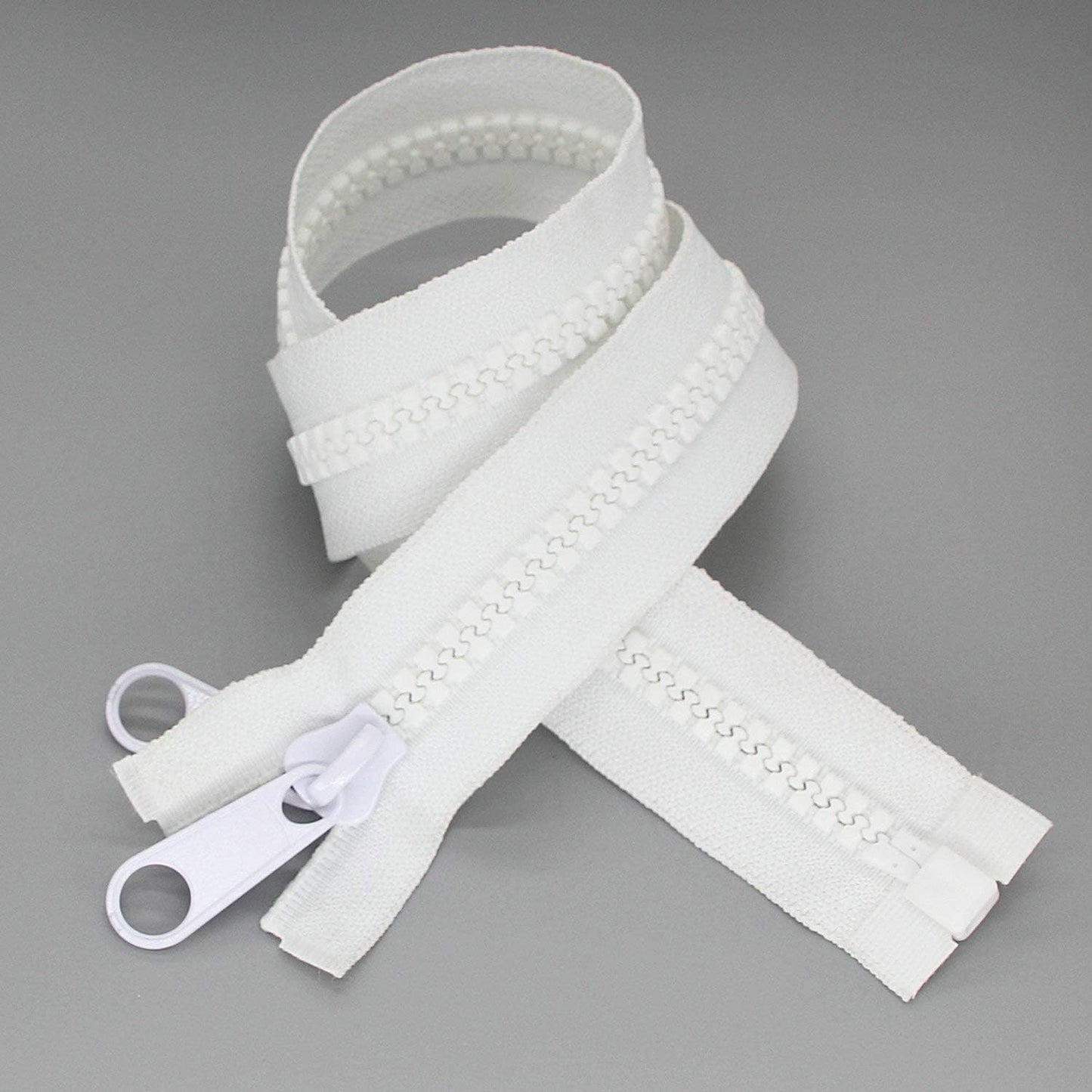 Leekayer 1PCS #10 84 Inch Heavy Duty Zippers for Sewing Separating Large Plastic Zippers White Tape with Double Pull Tab Slider, Sleeping Bag, Boat, Canvas, Cover, Trampoline, Dog Bed,Tent 213cm