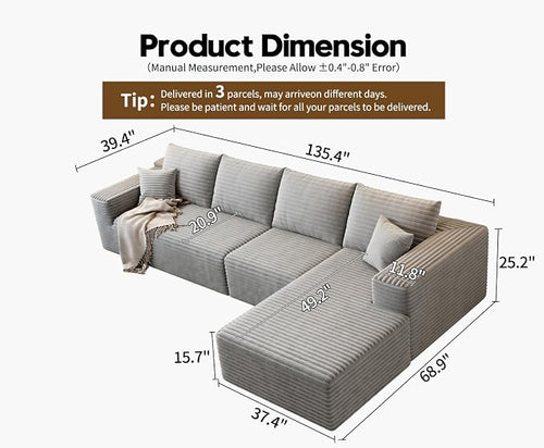 135.4" Cloud Modular Sectional Sofa Couch - Image 2