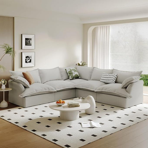 5 Seat V Shape Modular Sectional Couch Sofa by Gtilzria