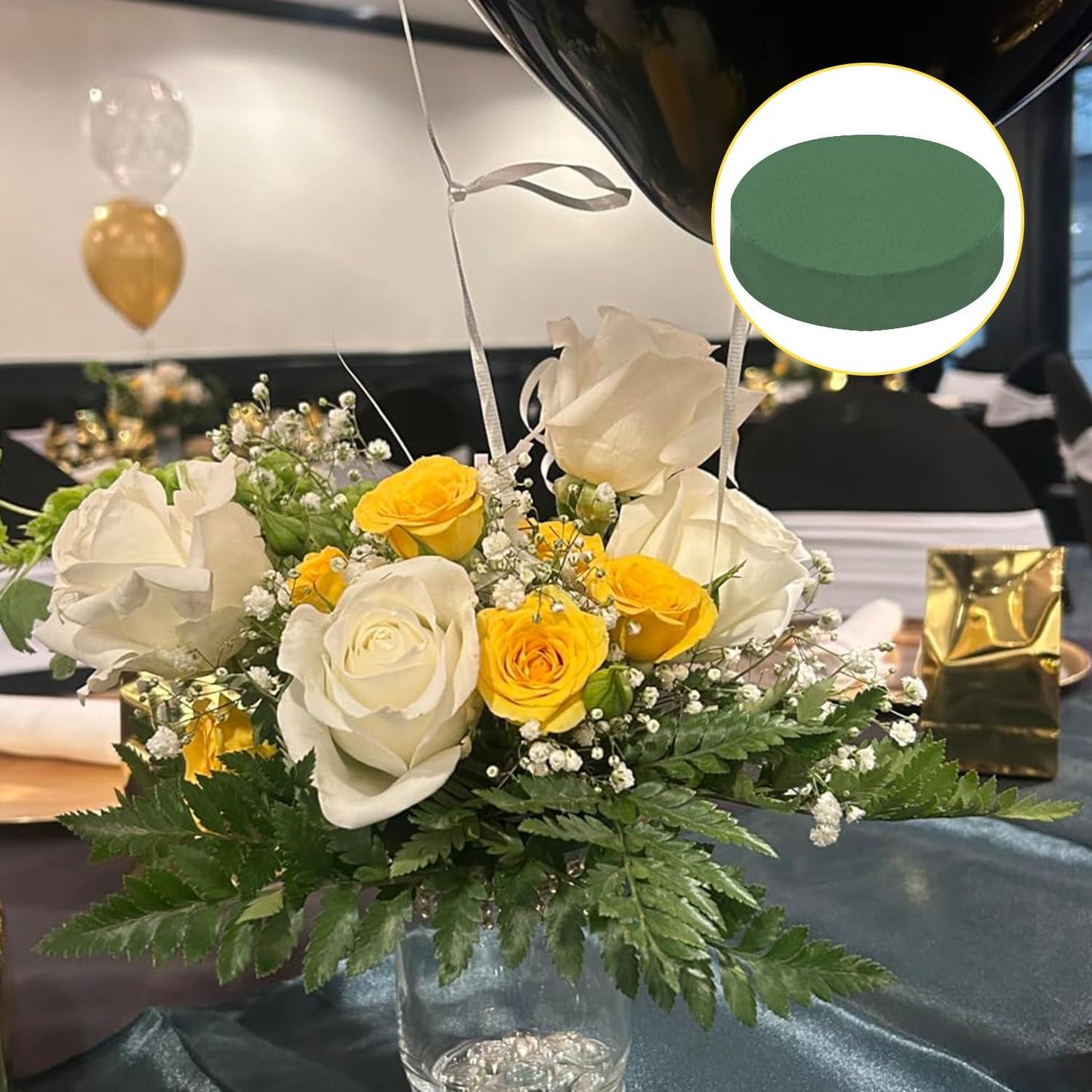 IHDYPPEW 10 PCS Superior Floral Foam Blocks, 6.5 Inch Large Dry Green Foam for Flower Arrangements Exquisite Flower Arrangements- Round Oasis Foam Blocks for Florists and Craft Lovers