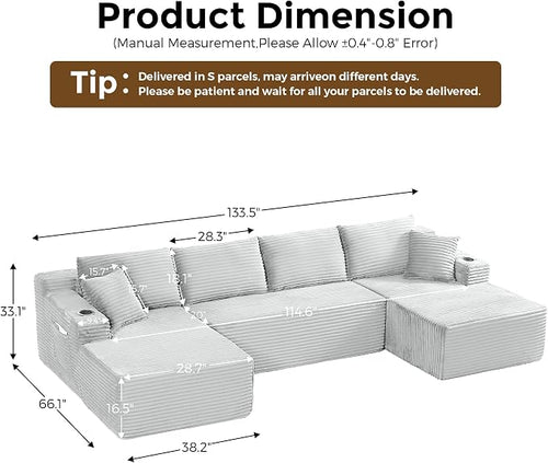 133" Oversized Cloud Boneless Sofa Couch - Image 2