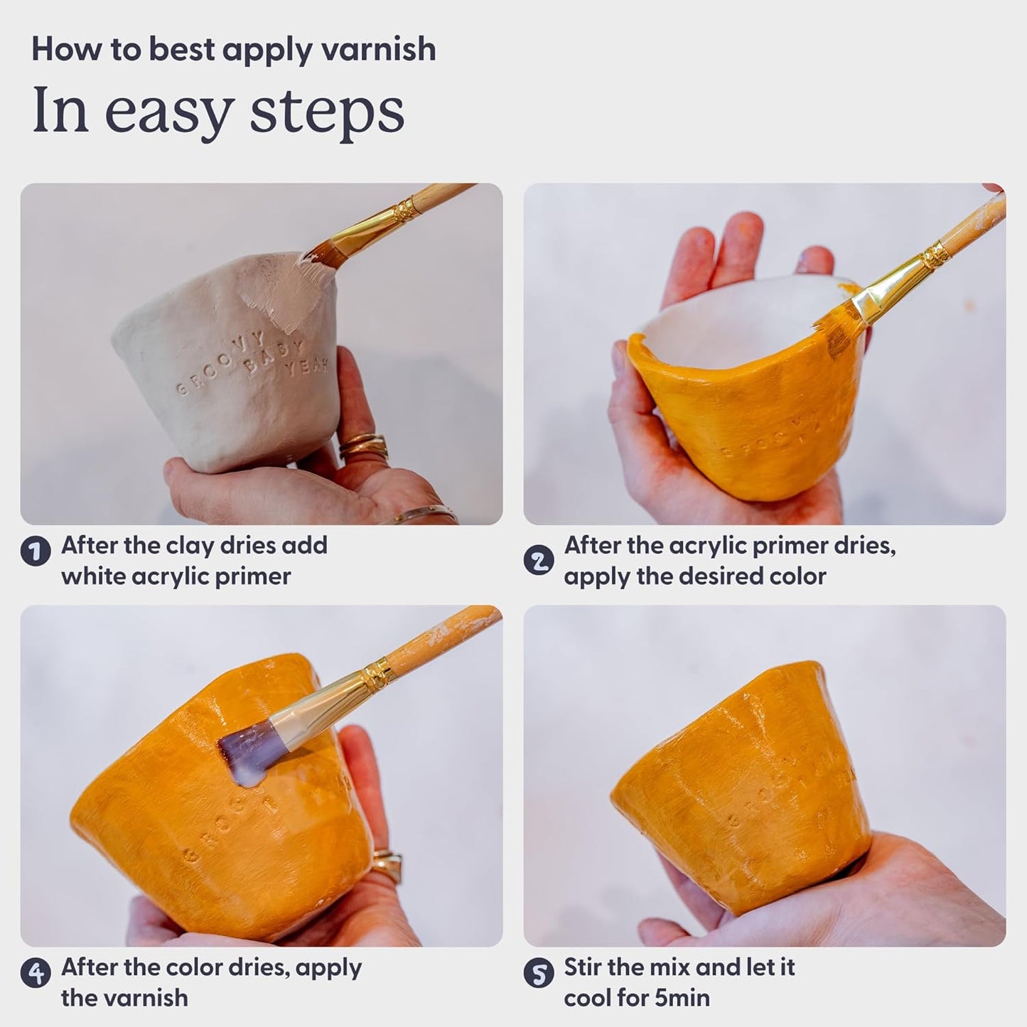 Sculpd Clear Glaze for Air Dry Clay and Acrylic Paint, Create Waterproof Pottery from Home, Scratch Resistant, Gloss Varnish