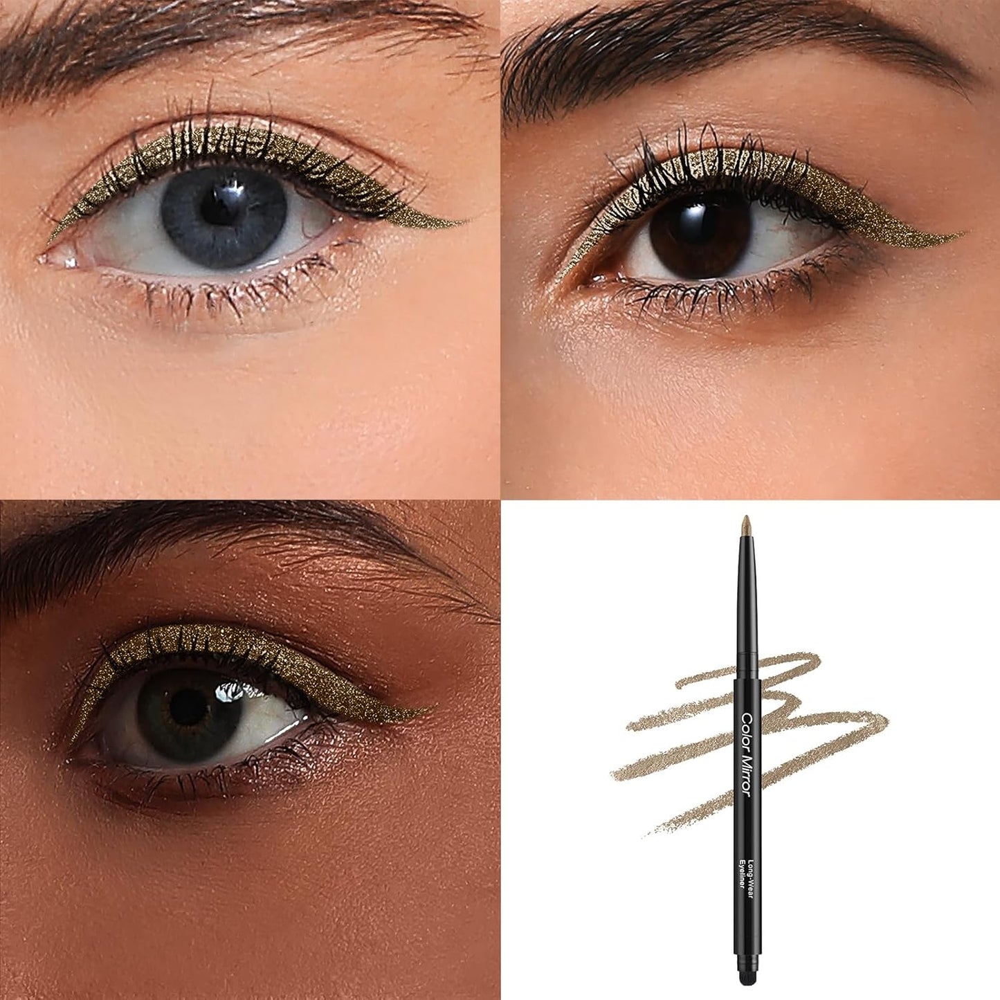 Smudge Proof Eyeliner, Waterproof Retractable Eye liner with Brush, Matte and Shimmer Eyeliner Pencil, Creamy Texture, Long lasting & Smooth(49 Ginger Shimmer)