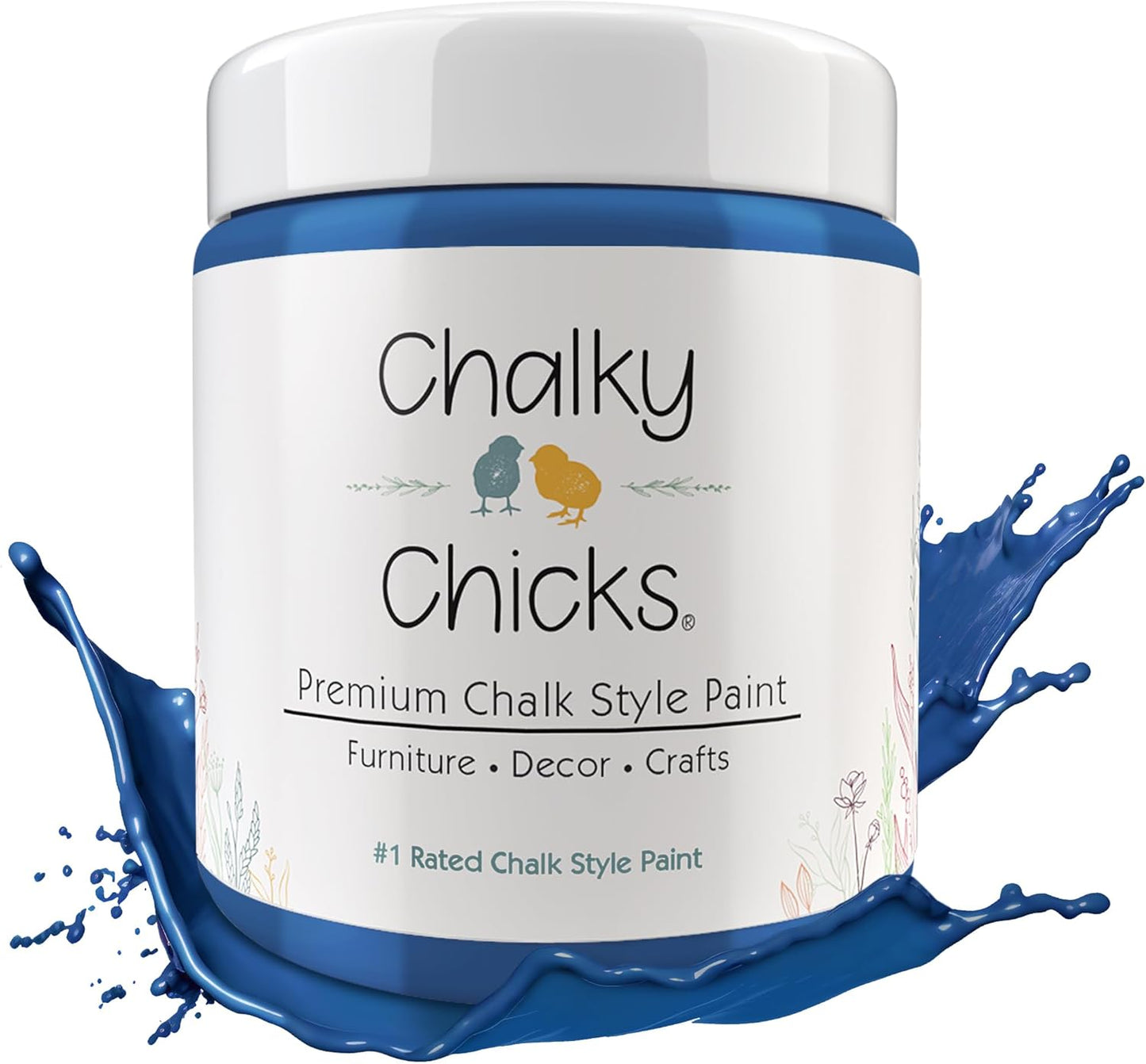 Chalky Chicks All-in-One Chalk Paint for Furniture or Cabinet - 16 Fl Oz - Matte Finish Denim (Navy Blue) for Metal, Wood Furniture Paint - No Sanding All-in-One for Home Decor & Crafts, USA Made