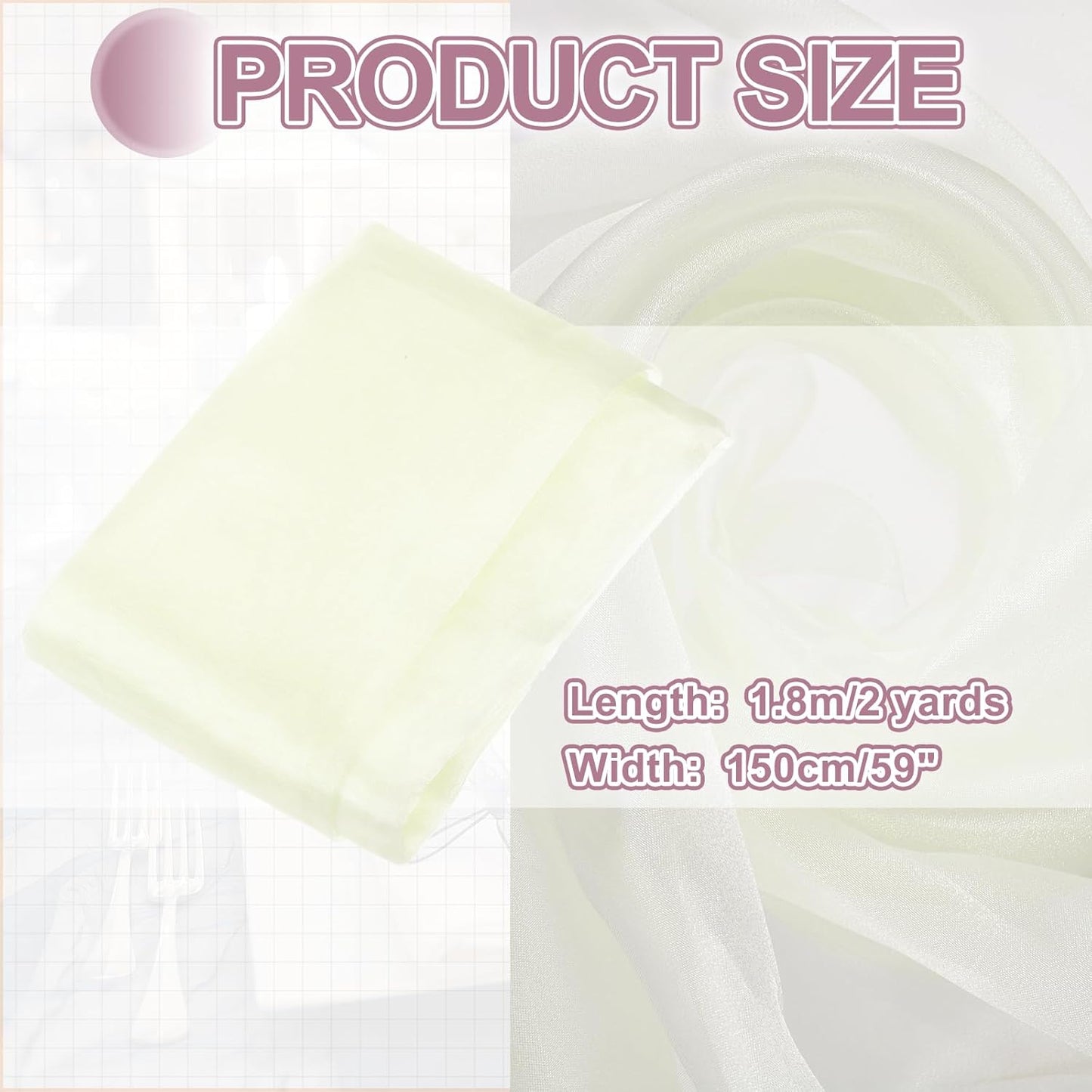 MECCANIXITY Iridescent Sheer Organza Fabric, 2 Yards x 59 Inches Solid Holographic Shiny Fabric Organza Cloth for Wedding, Curtains, Costume, Photo Background, Beige